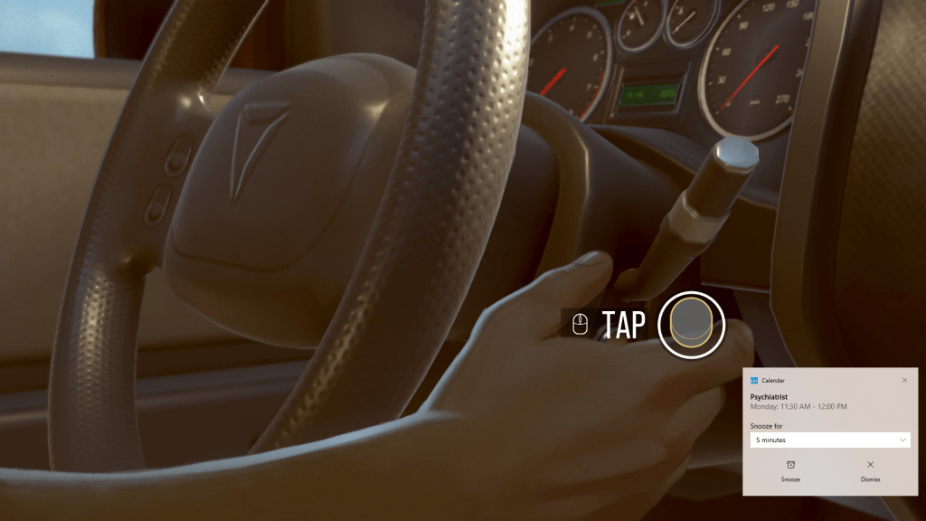 Screenshot of a quick time event that can be read by narrator; it tells the user to press enter.